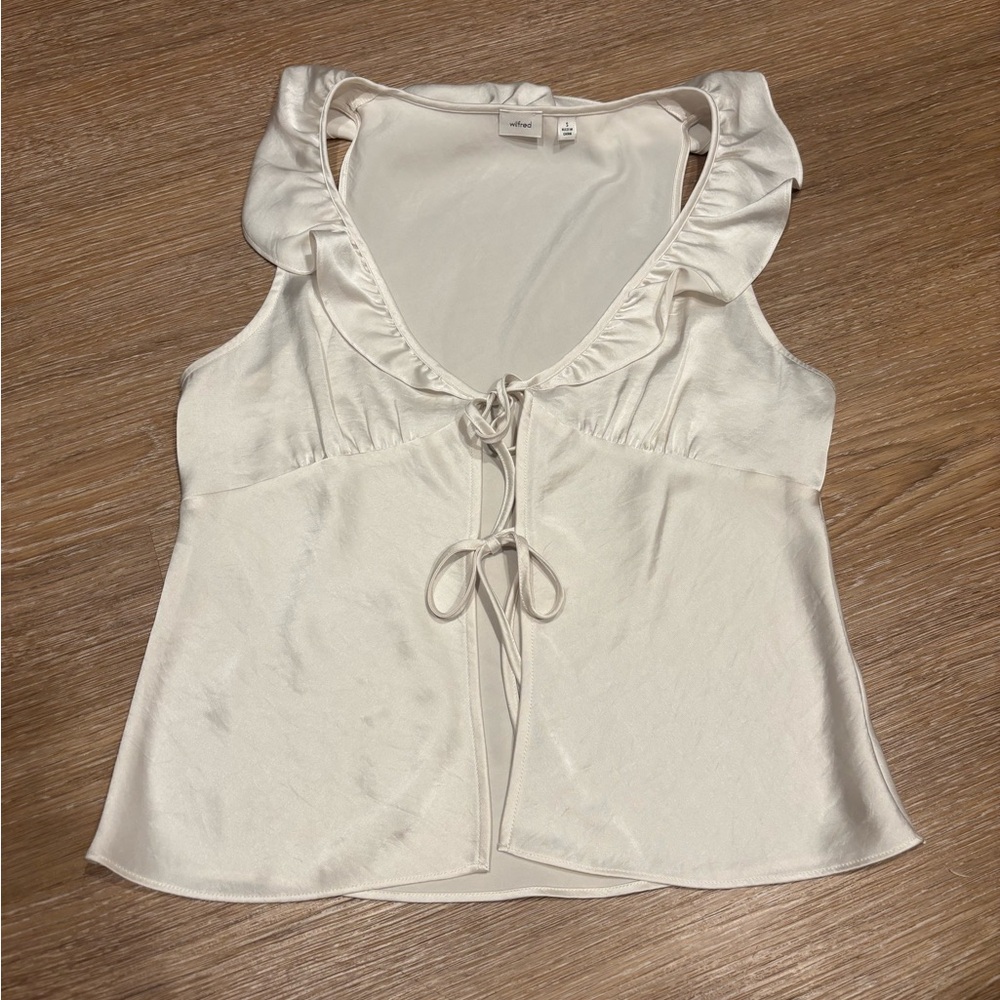 Aritzia Wilfred Cream Tie Top